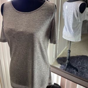 Calvin Klein silver metallic peek a book sleeve shirt